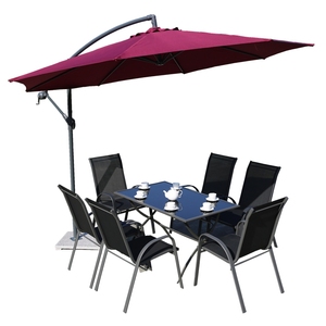户外桌椅遮阳伞休闲室外花园阳台桌椅庭院露天铁长方桌椅家具组合
