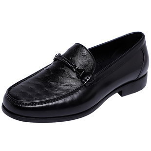 金利来男鞋2024秋季新款正品高端鸵鸟皮超轻底套脚商务休闲皮鞋男