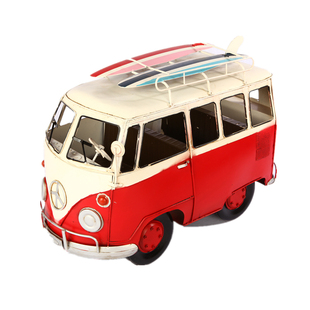 复古铁皮大众甲壳虫面包公交巴士汽车迷你房车模型仿真家居小摆件