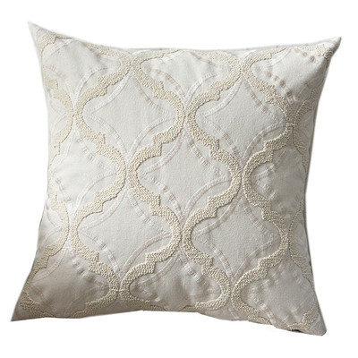 简北欧ins风纯素色刺绣花卉亚麻