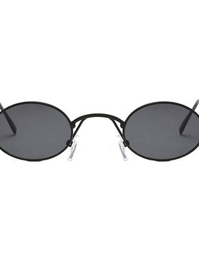 戚薇同款百搭复古眼镜椭圆小框太阳镜朋克潮原宿男女金属细框墨镜