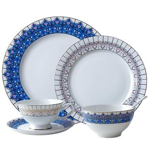 釉上彩欧式宫廷风西餐盘子牛排盘10寸家用平盘骨碟酒店摆台餐具