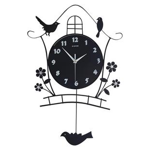 钟表挂钟客厅创意小鸟个性现代装饰挂表简约大气摇摆静音夜光时钟