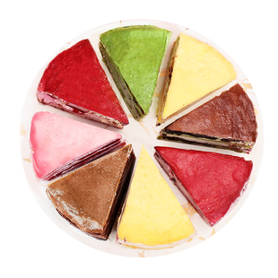 焙尔妈妈八拼千层蛋糕网红甜品彩虹生日贝尔培尔烘焙榴莲8拼6寸