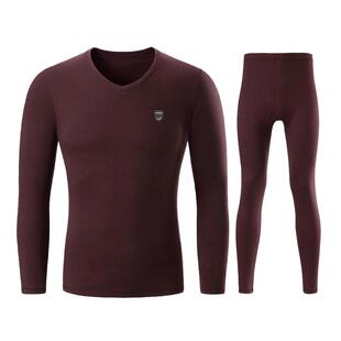 莫代尔男士保暖内衣中厚德绒商务套装秋冬青年V领修身秋衣秋裤男
