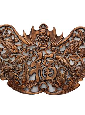 东阳香樟木背景墙年年有余壁挂