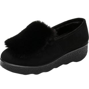 豆豆鞋女2025秋冬新款老北京工作布鞋加绒保暖毛毛棉鞋厚底妈妈鞋