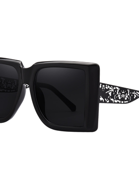 超大框方形太阳镜女高级感街拍加宽镂空雕花镜腿潮墨镜大脸显脸小