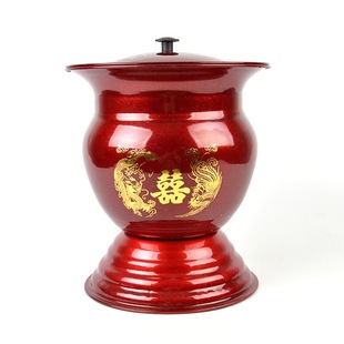 婚庆高档不锈钢痰盂喜字高脚痰盂搪瓷痰盂结婚用品子孙桶新娘陪嫁