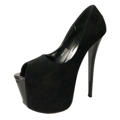 17cm新品夜店鱼嘴防水台超高跟鞋