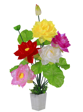 仿真荷花假花7色绢花鱼缸装饰