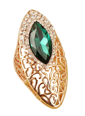 时尚橄槛形超大水晶夸张装饰戒指