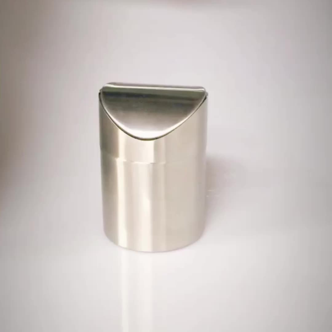 Stainless Steel Countertop Trash Can Desktop Mini Waste Bin Table