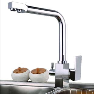 时龙 黄铜冷热 洗菜盆水龙头冷热厨房龙头水槽龙头双用带净水器出