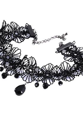 CHOKER镂空花朵水滴贴短款项链