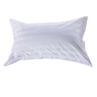 宾馆酒店枕头套纯棉白色条纹枕芯套 医院旅店单双人缎条枕套印字