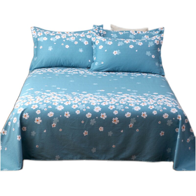 加厚纯棉三件套100%全棉床单单件双人1.5m1.8被单枕套单人二件套