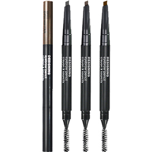 韩国The Face Shop菲诗小铺自动眉笔带眉刷浅咖啡灰色深咖啡棕色