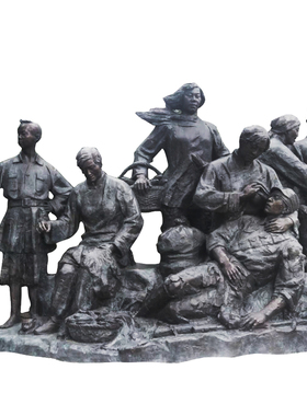革命风抗战英雄军人文化馆铜雕像