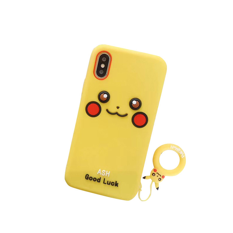 趴趴皮卡丘适用于苹果6支架iPhone8p宝可梦12pro宠物小精灵11pro日系xsmax硅胶手机壳
