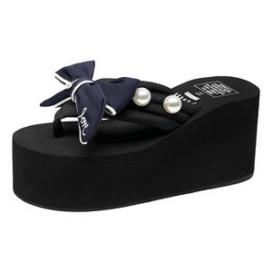 拖鞋女夏时尚外穿夹脚可爱厚底夹拖女高跟个性韩版沙滩拖鞋人字拖