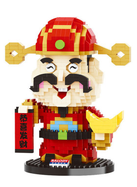 钻石财神爷模型摆件拼插积木