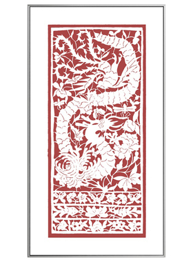 新中式客厅玄关走道竖版装饰画