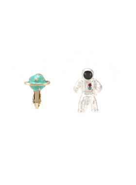 星空星球无耳洞耳钉耳饰耳夹