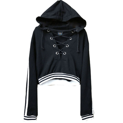 欧美白色短款卫衣露脐jazz爵士舞