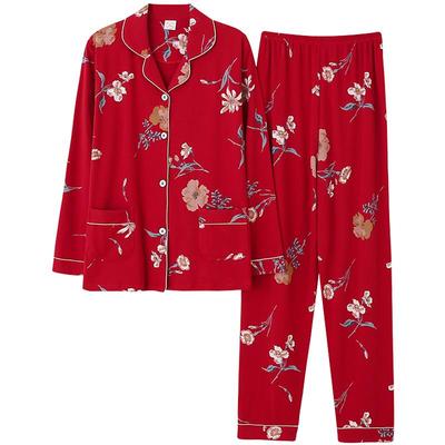 喜庆大红色妈妈全棉本命年睡衣