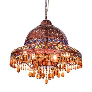 东南亚彩色水晶吊灯 漫咖啡走廊过道吧台灯 地中海波西米亚床头灯