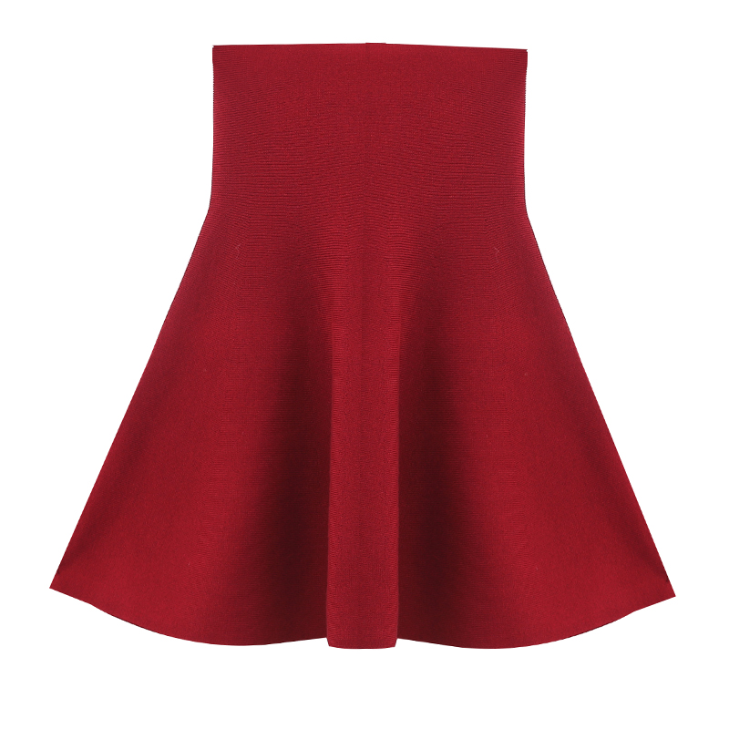 加大码短裙胖MM秋冬装时尚针织裙高腰显瘦百褶裙蓬蓬裙打底百搭