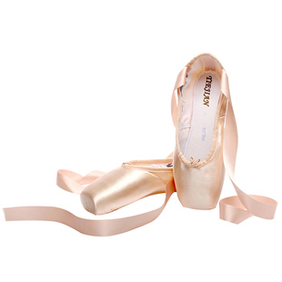 铁箭足尖鞋女舞蹈专用儿童交叉绑带女童练功大码缎面专业芭蕾鞋子