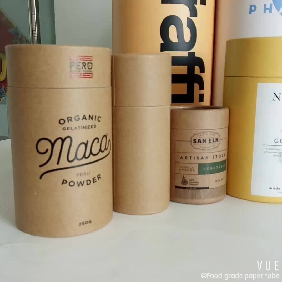 Eco Friendly Food Grade Paper Cylinder Packaging Box/tube/container For