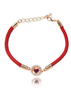 韩国爱心百搭幸运大红色手绳项链