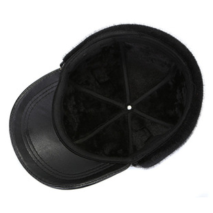 海宁真皮帽子绵羊皮鸭舌帽男冬中老年加厚保暖雷锋帽带护耳老人帽