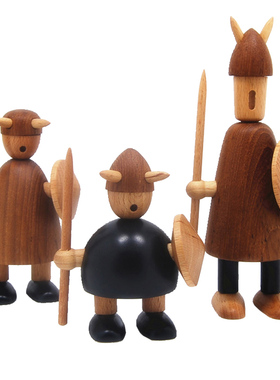 维京海盗初森实木北欧书房木偶