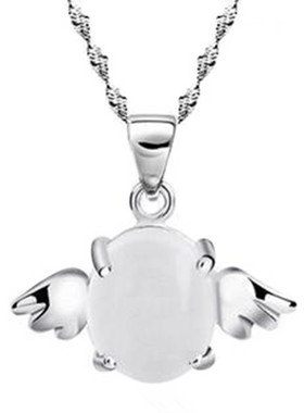 正品银饰女士镶猫眼石简约吊坠