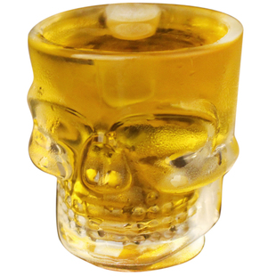 小骷髅头烈酒杯 头骨子弹杯B52一口杯白酒杯酒吧个性玻璃吞杯50ML