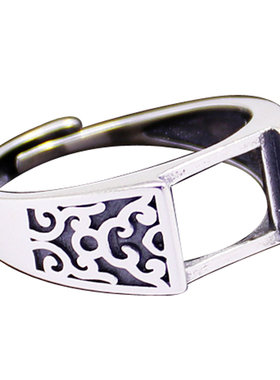 s925纯银戒指空托方形diy回纹