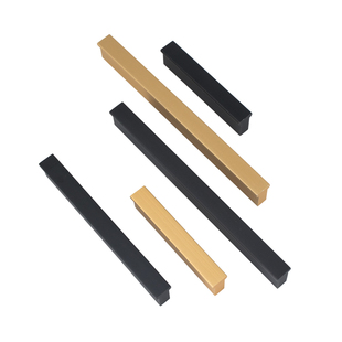 拉手柜门现代简约衣柜橱柜门一字拉手黑色北欧定制加长门把手抽屉