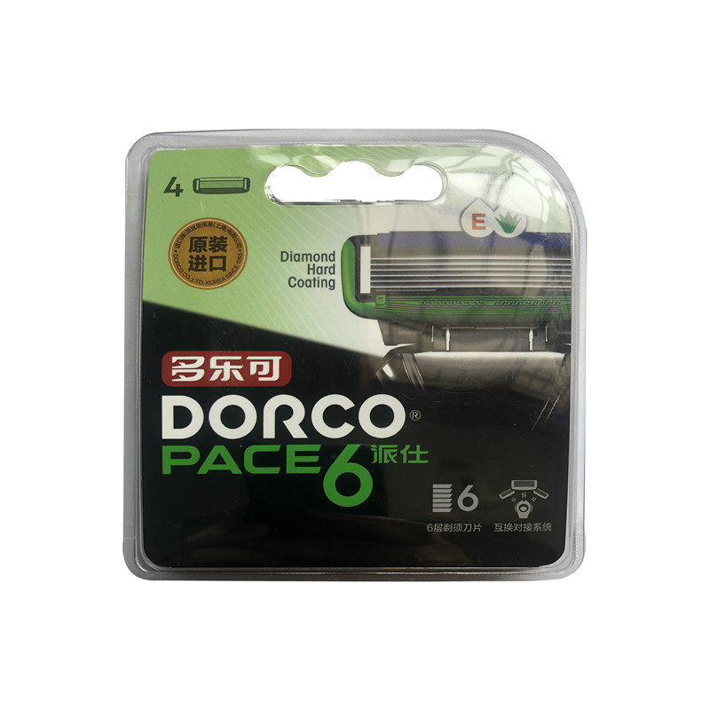 正品韩国进口DORCO多乐可6层刀头PACE6手动剃须刀片4个装刀头