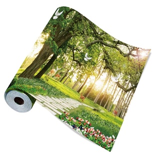 自粘仿真森林树林绿草地墙壁贴画风景壁画客厅卧室电视背景墙定制