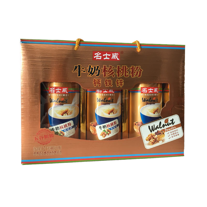 名士威牛奶钙铁锌核桃粉礼盒装1200g送礼健康滋补品营养冲饮品