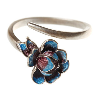 花团纯银饰品手工女款古着设计师夸张食指三生三世民族风开口戒指