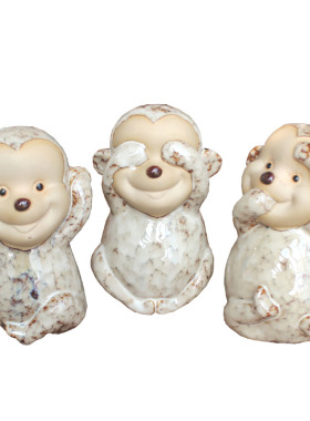 三不猴陶瓷可爱风家居客厅工艺品