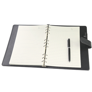 B5活页本外壳大号加厚笔记本子办公会议记录本空白网格方格九孔夹手账本日记本A5简约皮面搭扣商务记事本定制