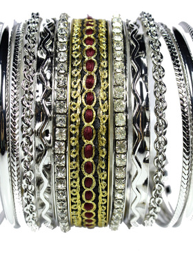 印度东南亚傣族泰国银色多层手环