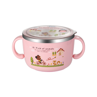 韩国Seallock小学生汤碗304食品级不锈钢带盖双耳儿童碗防烫饭碗