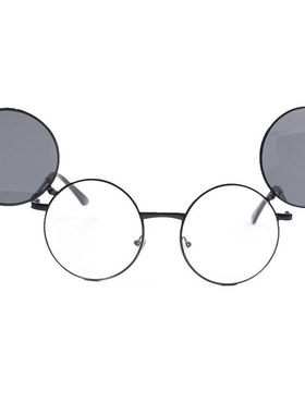 圆框翻盖双层个性风搞怪墨镜男女